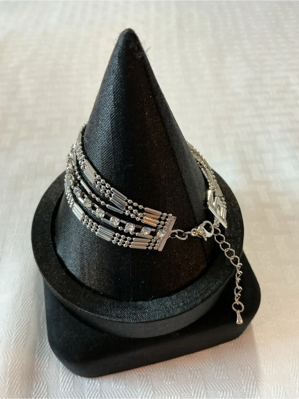 Silver Tone Multi Strand Statement Bracelet